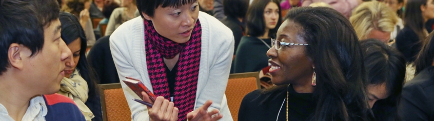 convention attendees in discussion